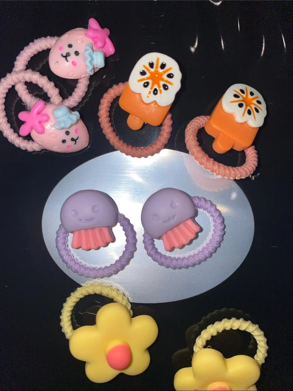 Cute Assorted Cartoon Hair Ties - Flower, Jellyfish, Popsicle & Berries